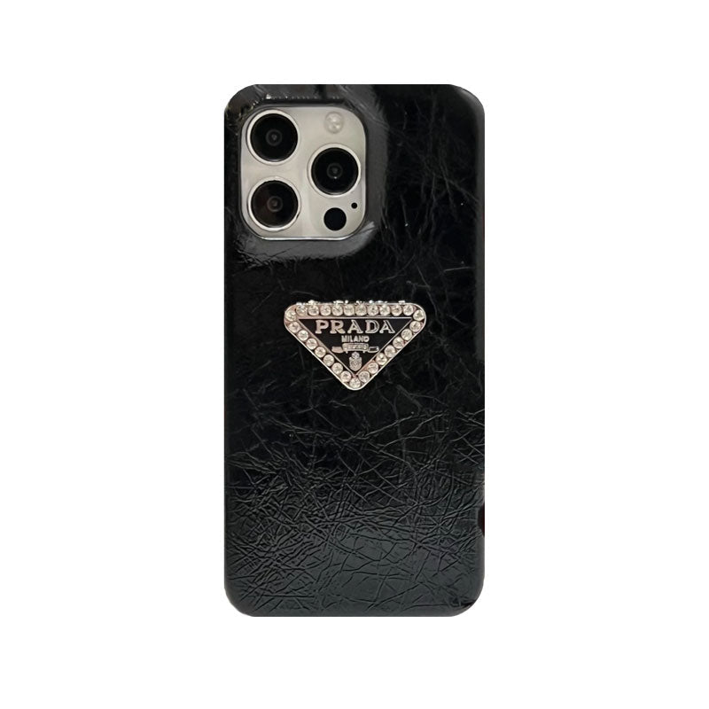 Leather PR Phone Case for iPhone Black