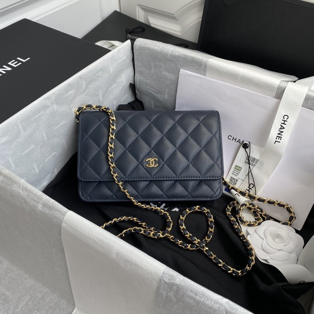 Chanel Wallet On Chain WOC Blue