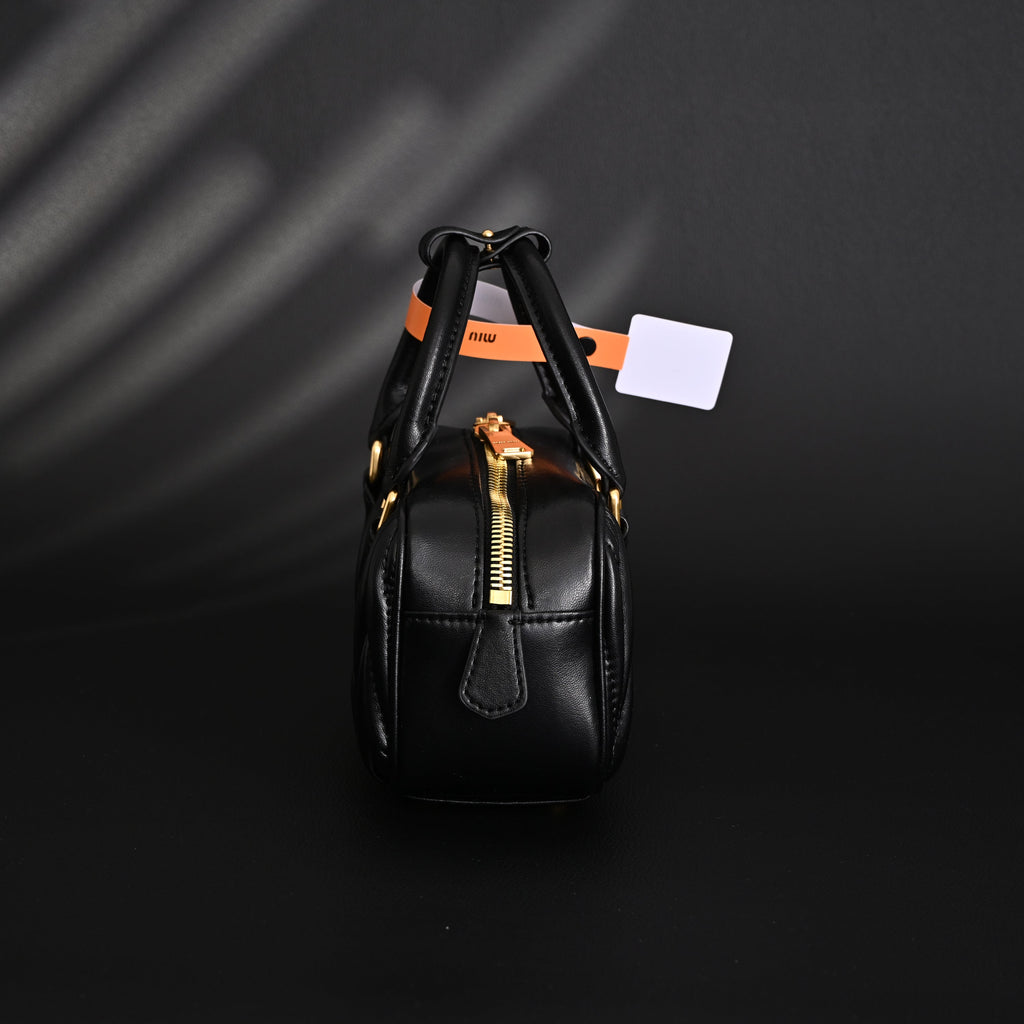 Miu Miu Black Matelassé Leather Top Handle Bag