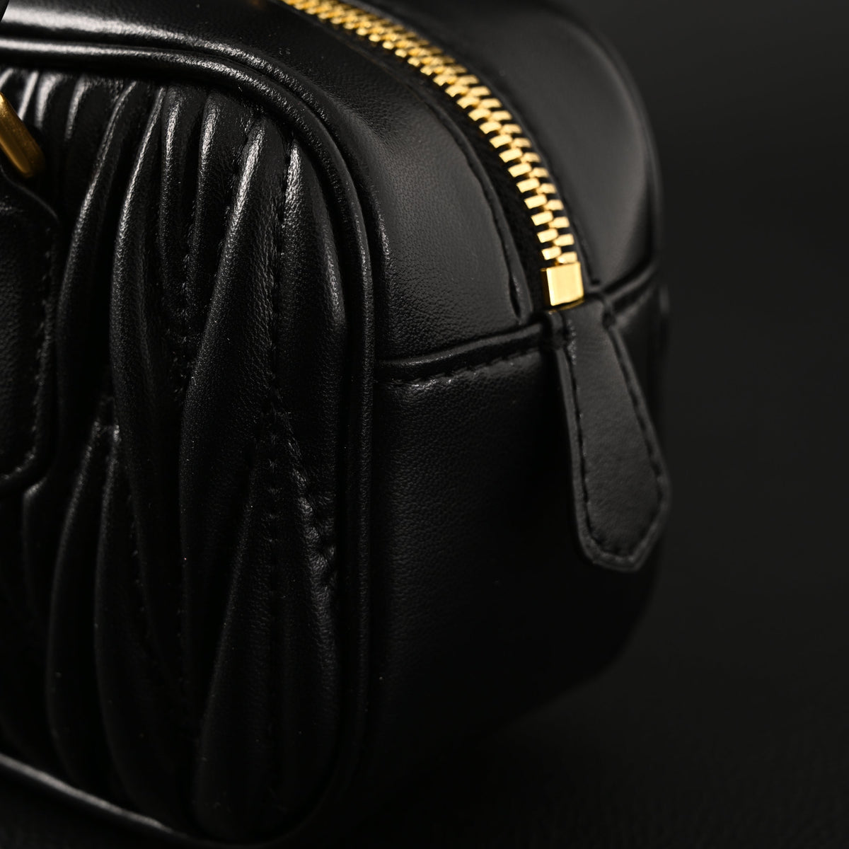 Miu Miu Black Matelassé Leather Top Handle Bag