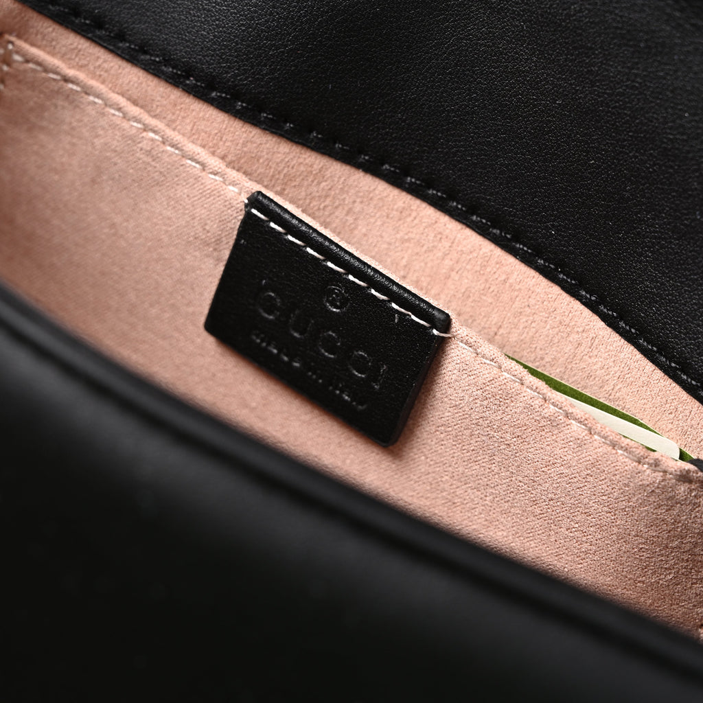 Gucci GG Marmont Small Matelassé Shoulder Bag – Black Leather with Gold Hardware