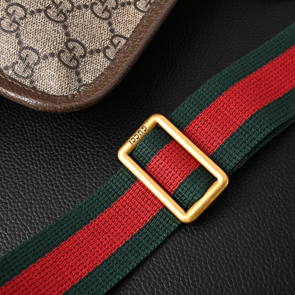 Gucci Ophidia GG Supreme Mini Belt Bag – Beige/Ebony with Web Stripe