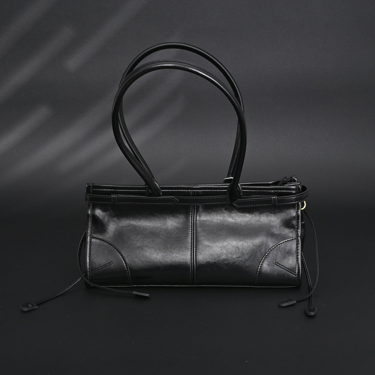 Prada Cleo Black Patent Leather Shoulder Bag with Gold Hardware