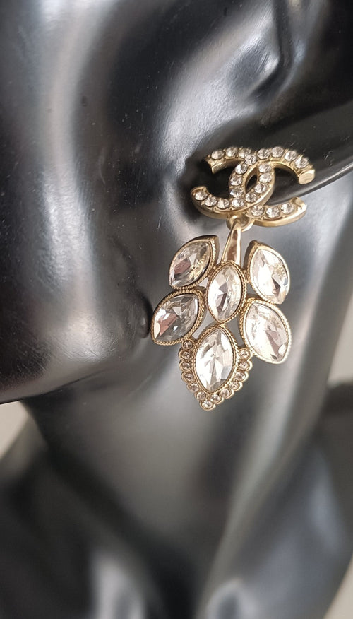 18K  Chanel Crystals Pendant Earrings