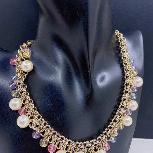 18K  Chanel Pink Crystal Chain Links Necklace