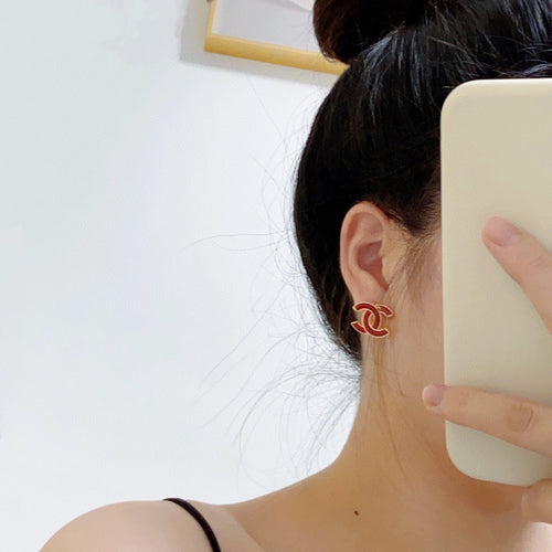 18K  Chanel Red Resin Earrings